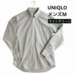 UNIQLO ライトグリーン チェック柄 ブロードシャツ M 長袖　ボタンダウン