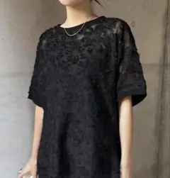 新品タグ付き★シアーレースブラウス★XL★黒★FRIFUL