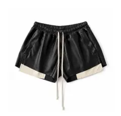 Rick Owens 風 レザーショートパンツ ブラック - メルカリ
