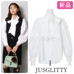 【新品】ジャスグリッティー　シャツボウタイブラウス　アプワイザーリッシェ 白M