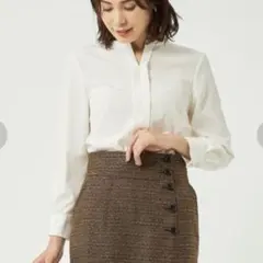 グリーンレーベル　スタンドカラースキッパー ブラウス　シップス、イエナ