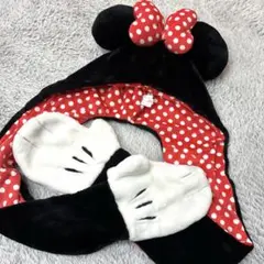ディズニーリゾートミニーマウス マフラーファンキャップ　帽子 手袋付き♡