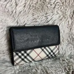 バーバリー がま口三つ折り財布 ノバチェック サフィアーノレザーのサムネイル