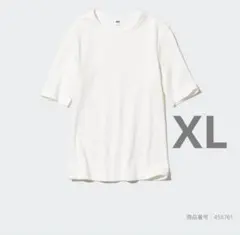 UNIQLO リブクルーネックT 5分袖 ホワイトのサムネイル