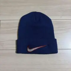 NIKE ニット帽 ビーニー ネイビー 刺繍ロゴ