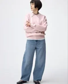 GU バレルレッグジーンズ(丈短め68.0cm) 65BLUE X L