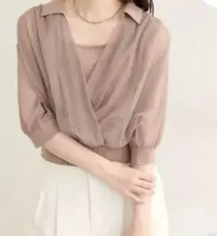 natural couture 衿付きチュールドッキングニットのサムネイル