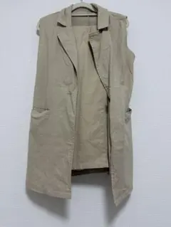 Lian ノースリーブ ロングベスト ベージュ　パンツ　セットアップ
