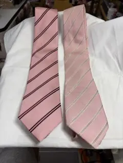 ピンク ストライプ ネクタイ2本セット