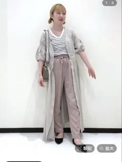 BAYFLOW リネンテーパードパンツ ピンク Sのサムネイル