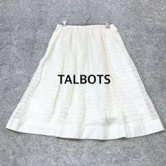 ＝【TALBOTS】ひざ丈フレアスカート チェック ホワイトのサムネイル