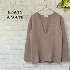 ビューティアンドユース 深Vネック リブニットセーター ウール カシミヤ混合