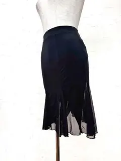 【超シンプル】新品　Mサイズ　ラテン　社交ダンス　裾シースルースカート　ｂ118