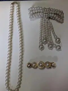 パールネックレスとブローチセット