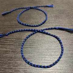 ミサンガ 2つセット　青×黒　四つ編み