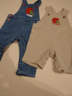 はらぺこあおむし　オーバーオール 2点セット デニム・ベージュ