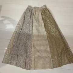 未使用 タグ無し 花柄チェックパッチワークロングスカート sm2 Mレース