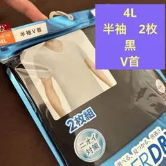 新品 4L V首 黒サラッとクール　メンズ　ファイバードライ半袖　2枚入のサムネイル