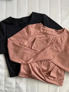 【美品】ピラティス ヨガウェア 長袖 2枚セット 黒 ピンク　S