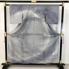 単衣 訪問着 紗合せ 暈し 抽象水玉模様 灰青色 KK-2175