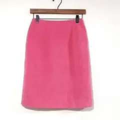 ユキトリイ（9）ひざ丈スカート　日本製　毛100％ 　裏地あり　台形 ピンク
