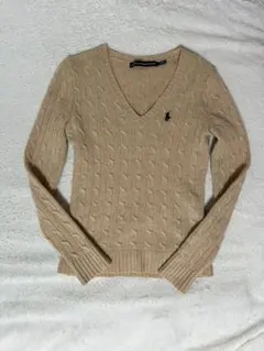 【美品】ラルフローレンスポーツ ケーブルニット ベージュ XS 毛100%