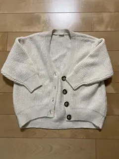 GU アイボリー リブ編みカーディガン