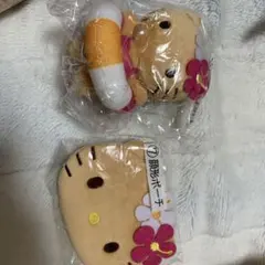 【ハローキティ】日焼けキティ一番くじ　④マスコット ⑦顔形ポーチ　2点セット