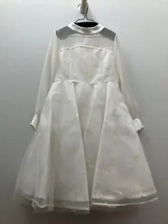 メゾピアノ 130cm ホワイト 長袖 ドレス Aライン