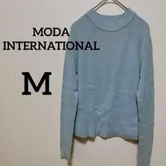 ✨️海外古着✨️MODA INTERNATIONAL 【M】リブ編みセーター 水色
