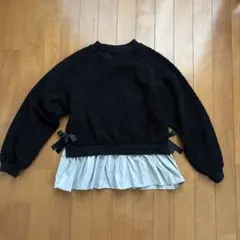 Bee deseeリボン付きボアトレーナー フリル付き150