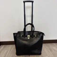 cooco クーコ クロコ型押しキャリーケース 黒 キャリーバッグのサムネイル