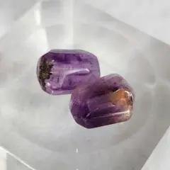 アメジスト エレスチャル 305c スーパーセブン 天然石 パーツ ２粒セット