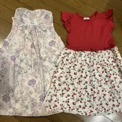 petit main フラワープリント ワンピース 110cm