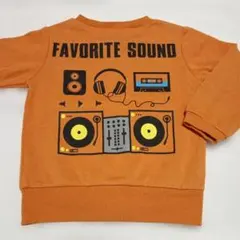 裏起毛 バックプリント　トレーナー 100cm オレンジ色