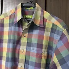 【90s / 旧タグ】ORVIS オービス マルチカラー 半袖 チェックシャツ