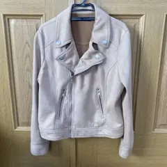 スエード調 ベージュライダースジャケット L