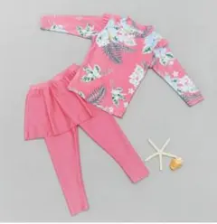 女の子用花柄水着・ラッシュガードセット