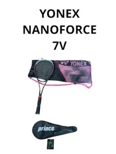 YONEX　NANOFORCE　7V　軟式テニスラケット黒×赤 　バッグ2個
