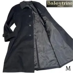 アンゴラ100%【Balestrino】美品 マキシ丈比翼チェスターコート 黒M