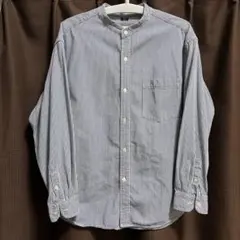 UNIQLO、ヒッコリーオーバーサイズスタンドカラーシャツ（長袖）