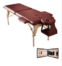 ワインカラー折りたたみマッサージベッド ヘッドレスト付き腕おき無し