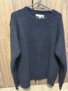 ダークネイビー ダイヤモンド編み ニットセーター