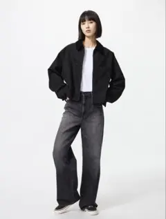 ユニクロ ワイドストレートジーンズ 25