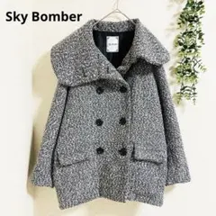 スカイボンバー　チェスターコート　ツイードコート　L 綿混　上品 大人可愛い