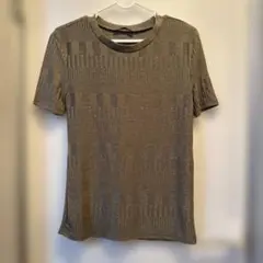 ZARA WOMAN 幾何学模様 半袖カットソー ブラウン系 S