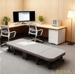 四つ折りベッド シングル キャスター付き 持ち運び便利 省スペースのサムネイル