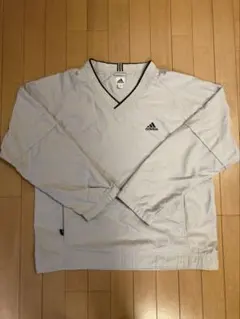 アディダス ゴルフ　 Vネックナイロンジャケット　メンズＬライトグレー