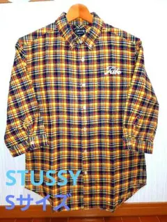 最終値下げステューシー　シャツ　Sサイズ　イエロー　チェック　七分袖