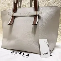 フルラ ジョーヴェ トートーバッグ ビジネス ホワイト シボ革 大容量 A4可